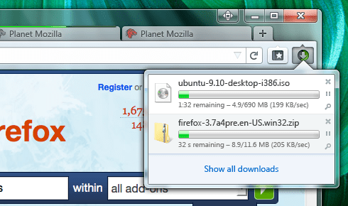 Firefox 4: Download Panel Firefox 4: Download Panel